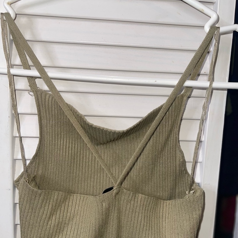Olive Ribbed Women's Top - Picture 2 of 4
